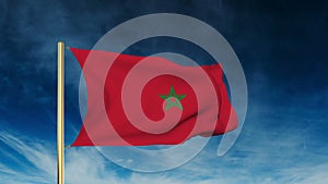 Morocco flag slider style. Waving in the wind with