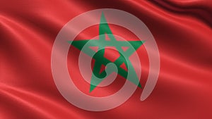 Morocco flag, with waving fabric texture