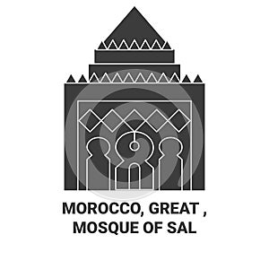 Morocco, Great , Mosque Of Sal travel landmark vector illustration