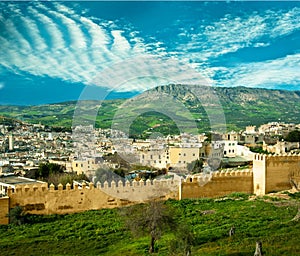 Morocco, a landscape of a city wall