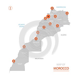 Morocco map with administrative divisions.