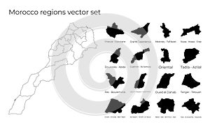 Morocco map with shapes of regions.