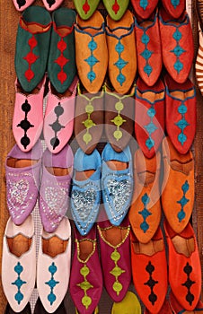 Morocco, Marrakesh medina, colourful slippers