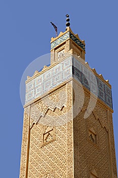 Morocco, Meknes, Mosque minaret