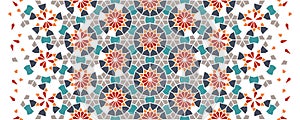 Morocco mosaic wallpaper,repeating vector border, pattern, background. Geometric morocco halftone pattern with color