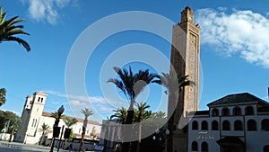 Mosque hug cathedral ÃÂ©glise, peace and love religion from oujda morocco photo