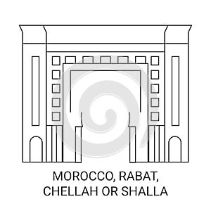 Morocco, Rabat, Chellah Or Shalla travel landmark vector illustration