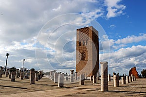 Morocco,Rabat. The Hassan Tower opposite the Mausoleum of King Mohamed V