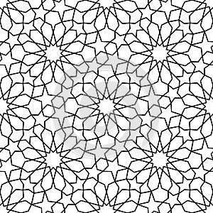 Morocco seamless pattern. Repeating black marocco grid isolated on white background. Repeated simple moroccan mosaic motive