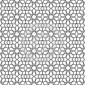 Morocco seamless pattern. Repeating black marocco grid isolated on white background. Repeated simple moroccan mosaic motive