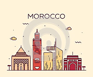 Morocco skyline trendy vector illustration linear