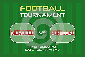 Morocco vs Portugal football match in Semifinals, Quarterfinals, and international soccer competition. Versus icon