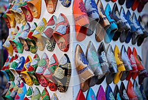 Moroccon colorful footwear magnets on display