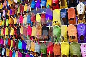 Moroccon colorful shoes on display photo