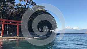 Morokuchi shrine and mount Fuji