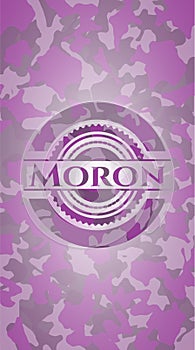Moron pink camo emblem. Vector Illustration. Detailed photo