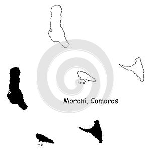 Moroni Comoros. Detailed Country Map with Location Pin on Capital City. photo