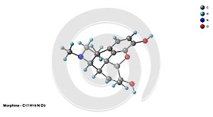 Morphine C17H19NO3 Molecular Structure and Bonding Diagram