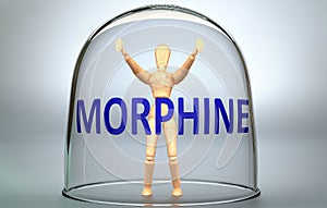 Morphine can separate a person from the world and lock in an invisible isolation that limits and restrains - pictured as a human