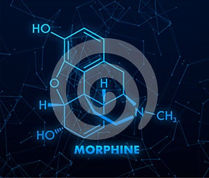 Morphine concept chemical formula icon label, text font vector illustration