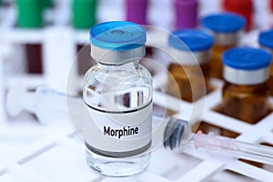 Morphine in a vial, narcotics are dangerous to health