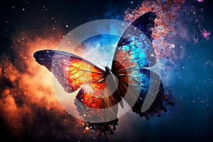 Morpho achilles, big black blue butterfly