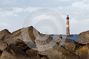 View of Morris Island Lighthouse From Folly Beach in South Carolina photo