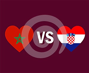 Morroco And Croatia Flag Heart Symbol Design African And European football Final Vector