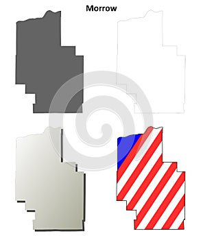Morrow County, Oregon outline map set