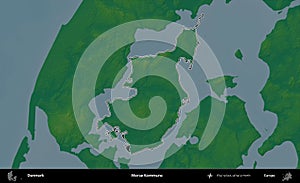 Morso Kommune outlined, Denmark. Physical