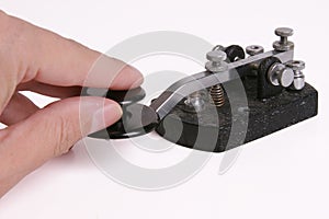 Morse Code Key with hand