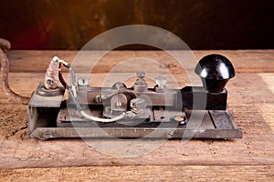 Morse code on telegraph photo