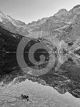 Morskie Oko in Black and White: The Placid Jewel of the Tatra Mountains photo