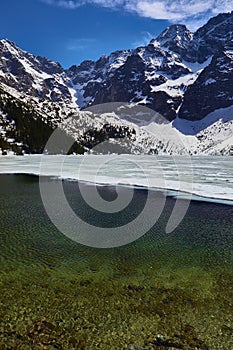 Morskie Oko lake ,Eye of the Sea, at Tatra mountains in Poland. Famous Polish resort at Tatra National Park near