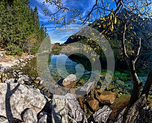 Morskie Oko lake near Zakopane in Poland in autumn