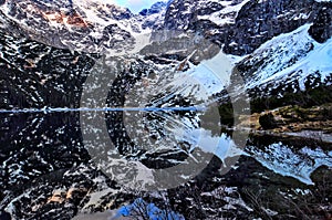 Morskie oko lake view in polish tatry