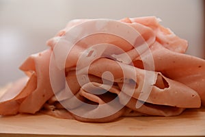Mortadella italian pork salami from emilia romagna region tipic gourmet food cuisine from italy
