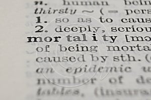 Mortality dictionary definition close-up