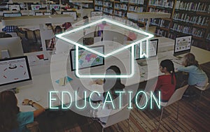 Mortar Board Education Success Icon Concept