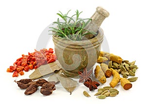 Mortar dried spices