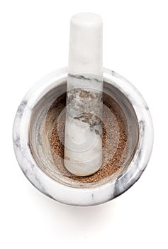 Mortar with grinded spice