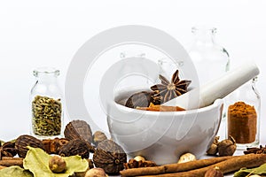 Mortar grinder and herb medicine