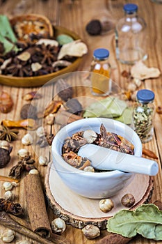 Mortar grinder and herb medicine