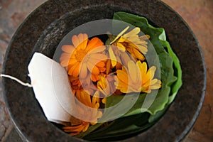 Mortar, Herbalism, Tea Bag Naturopathy, Flowers Healing Herbs, Dried Flowers, Medicinal, Holistic Still Life, Floral photo