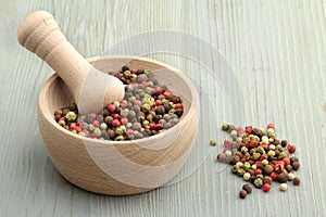 Mortar and pestle with pepper mix