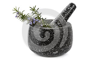 Mortar and Pestle with Rosemary