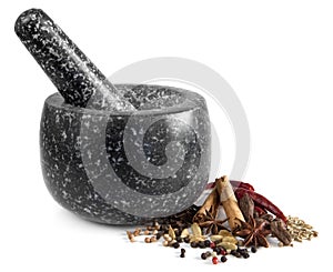 Mortar and Pestle with Spices photo