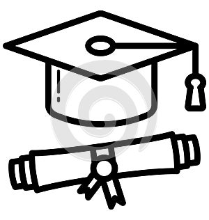 Mortarboard Isolated Line Vector Icon that can be easily modified or edited.