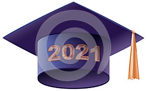 Mortarboard square academic cap symbol graduation 2021 year