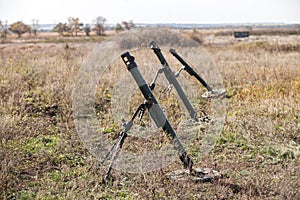 Mortars on military trainings photo